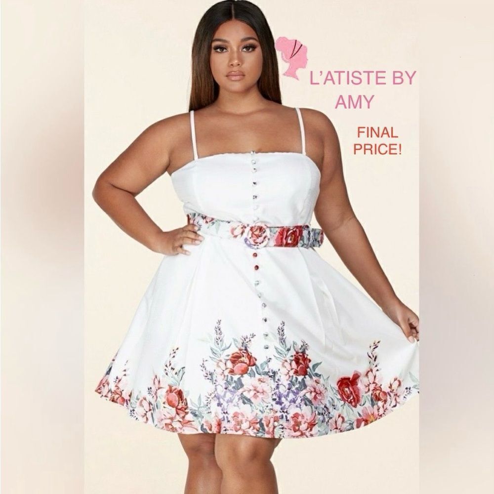 Plus Size Floral Mini Dress - Fit & Flare Style L’atise by Amy - Picture 9 of 9
